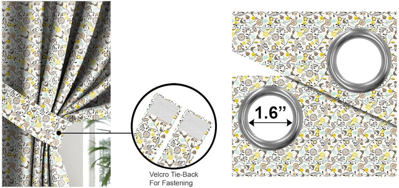 Casableu Dawn 2 Piece Polyester Eyelets (Steel) Blackout Curtains with Tie Back, Bedroom Living Room (Lime, 7 Ft x 4.2 Ft) - Image 4