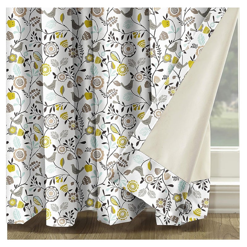 Casableu Dawn 2 Piece Polyester Eyelets (Steel) Blackout Curtains with Tie Back, Bedroom Living Room (Lime, 7 Ft x 4.2 Ft) - Image 3