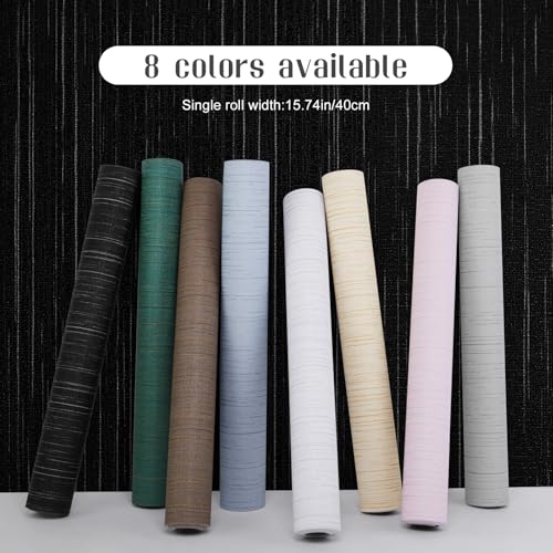 Qianglive Black Grasscloth Peel and Stick Wallpaper Vintage Texture Removable Waterproof Wallpaper for Room Walls Cabinets Furniture Drawers Desk A Set of 157x480 - Image 3