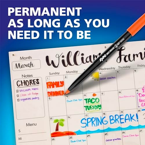 EXPO Wet Erase Markers, Semi-Permanent Markers, Blue, Ultra Fine Tip, 12 Count - Image 4