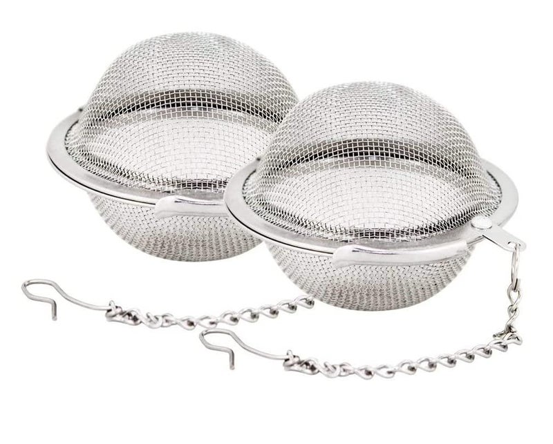 YOMITH Stainless Steel Tea Ball Infuser Tea Strainer Fine Mesh, Ball Strainer, Tea Filter, Tea Diffuser with Extended Chain Hook Reusable & Eco-Friendly (Small, Pack of 2) - Image 1
