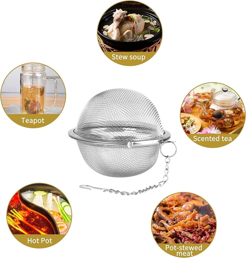 YOMITH Stainless Steel Tea Ball Infuser Tea Strainer Fine Mesh, Ball Strainer, Tea Filter, Tea Diffuser with Extended Chain Hook Reusable & Eco-Friendly (Small, Pack of 2) - Image 4