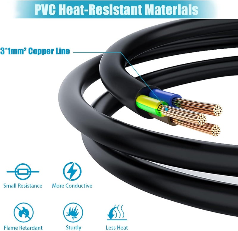 1 Way Extension Lead 1M, 2 piece One-Way Extension Cord with 3-pin British Plug, Travel Use Small Power Cord for power supply to outdoor garden/indoor utility room (Black) - Image 4
