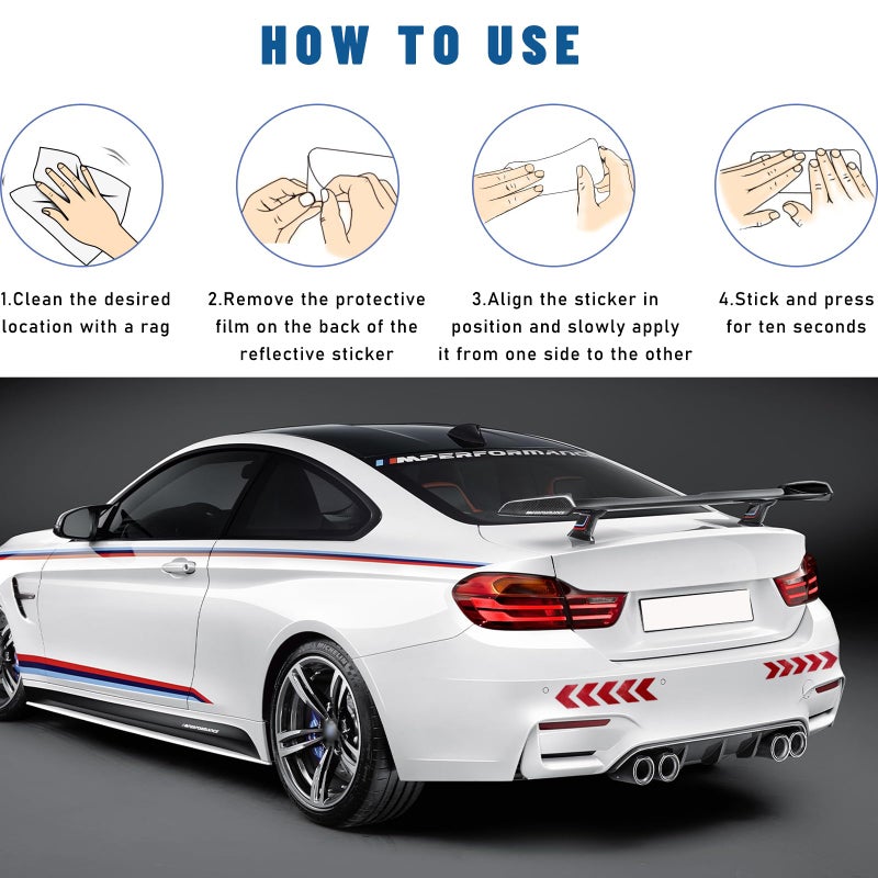 Sylvil 20 PCS Car Arrow Reflective Stickers, Waterproof Safety Warning Sign Reflective Decal, High Night Visibility Reflector Tape for Auto Trunk Rear Bumper Body, Car Accessories (Red) - Image 3