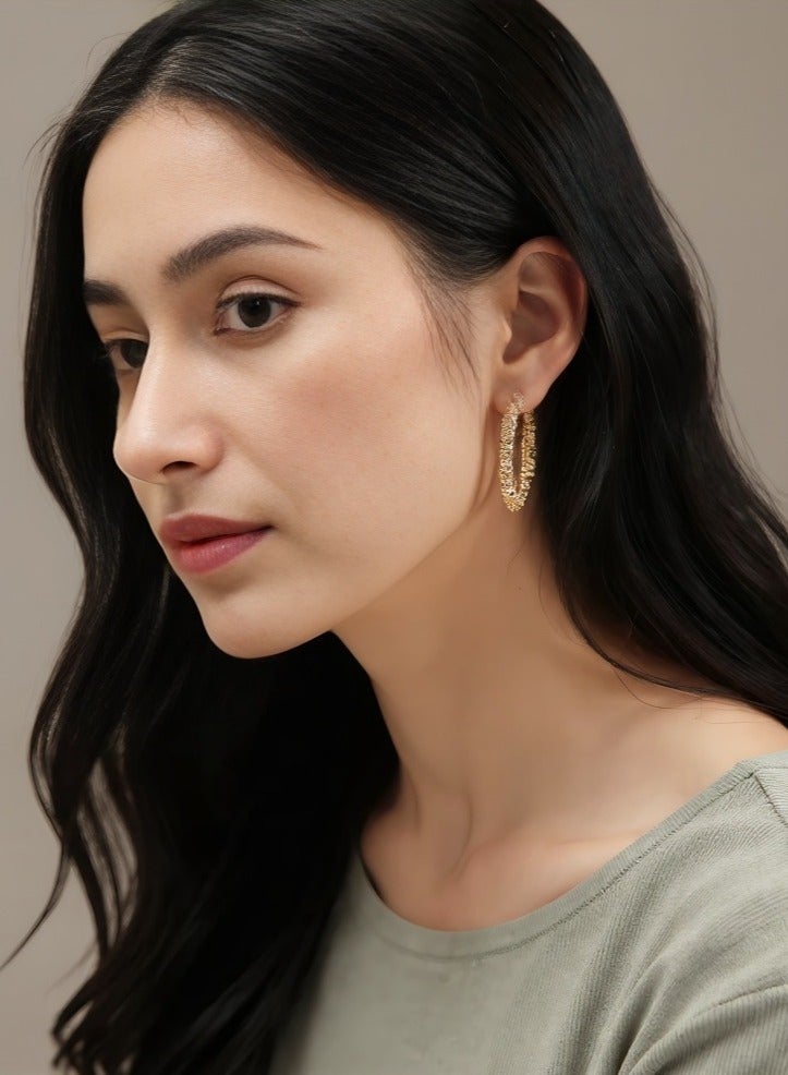 Zircon Hoop Earrings – French-Inspired Design, French Romantic Gold Plated Hoops for Women - Image 3