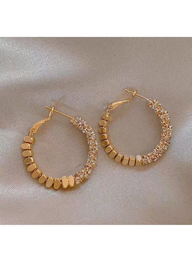 Zircon Hoop Earrings – French-Inspired Design, French Romantic Gold Plated Hoops for Women - Image 2