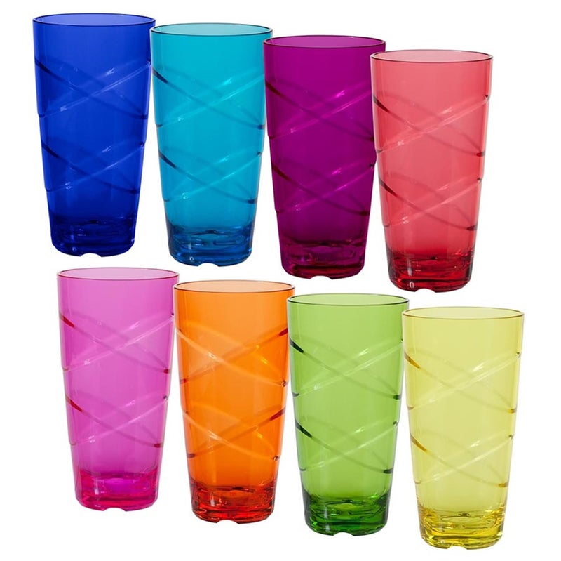 CreativeWare Circus Set of 8 24 Ounces Tumbler Set 8 Count Pack of 1 Multicolor