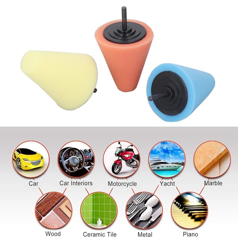 6 مم 3 مم مقبض مخروط تلميع إسفنج وسادات تلميع للعناية بعجلة سيارة السيارات - Image 3