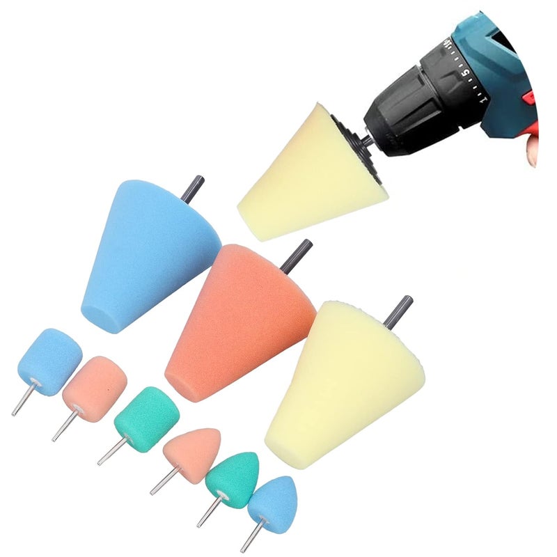 6 مم 3 مم مقبض مخروط تلميع إسفنج وسادات تلميع للعناية بعجلة سيارة السيارات - Image 4