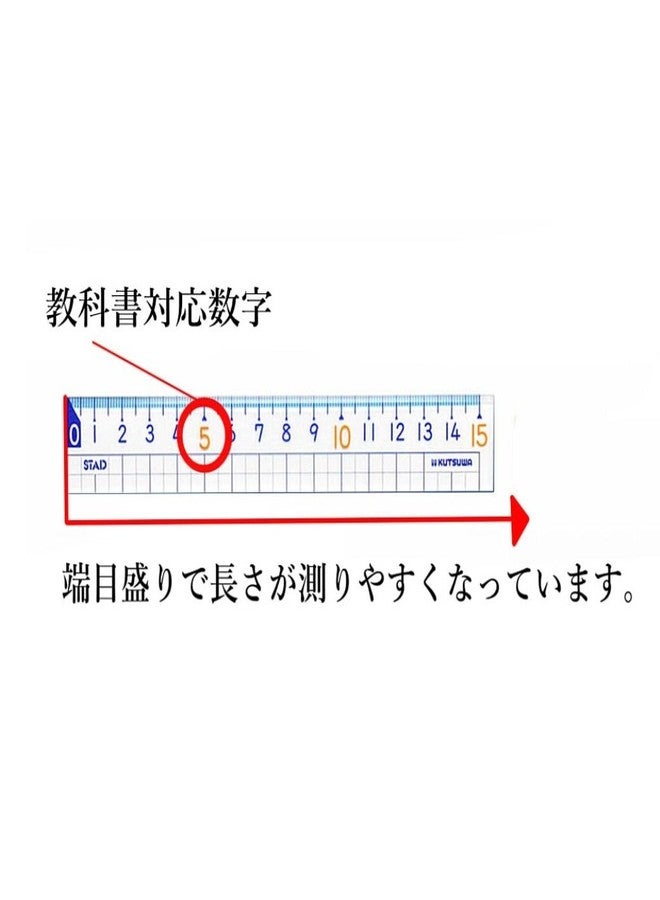 Kutsuwa AP01A STAD Mathematical Ruler Set, Acrylic, Case Included - Image 5