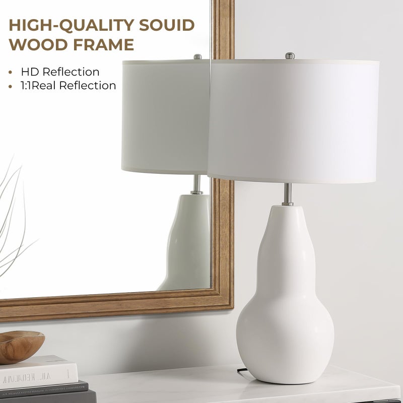 WallBeyond Wood Bathroom Mirrors for Wall Mounted, 24" x 36" Rustic Wood Frame Wall Mirrors Decorative for Living Room or Bedroom Vanity Mirror, Honey-Colored - Image 5