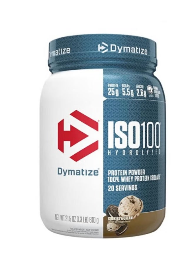ديماتيز Iso 100 Hydrolyzed Protein Powder - Whey Protein Isolate, Cookies & Cream Flavor - Image 1