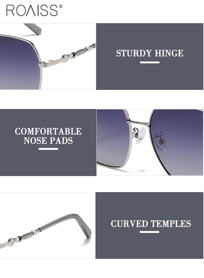 رويس نظارات شمسية نسائية مربعة عتيقة مستقطبة، إطار معدني كلاسيكي، نظارات شمسية أنيقة مضادة للتوهج، تصميم أنيق وجميل للحفلات الخارجية وتصوير الشوارع - Image 5