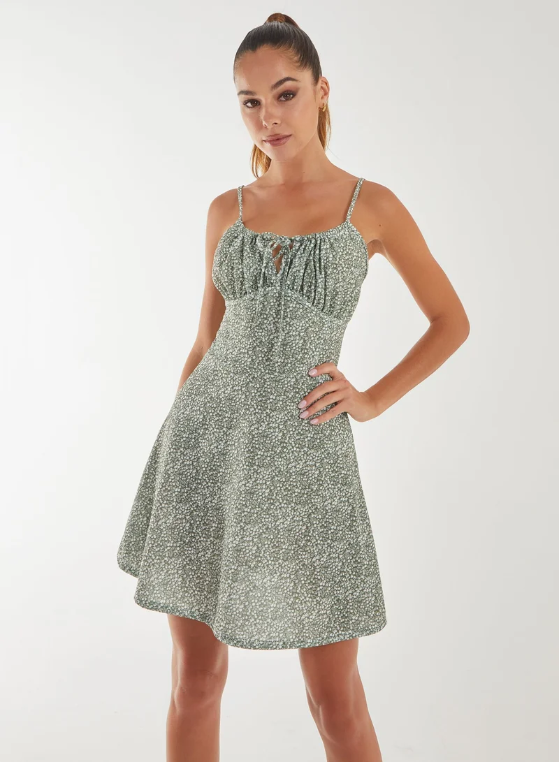 Pink Vanilla  Ditsy Corset Detail Skater Dress for Women | Best Price UAE