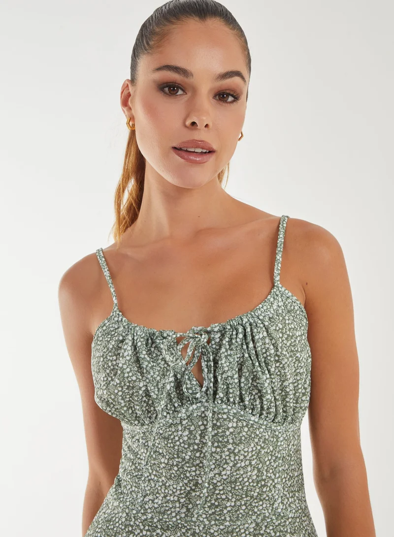 Pink Vanilla  Ditsy Corset Detail Skater Dress for Women | Best Price UAE