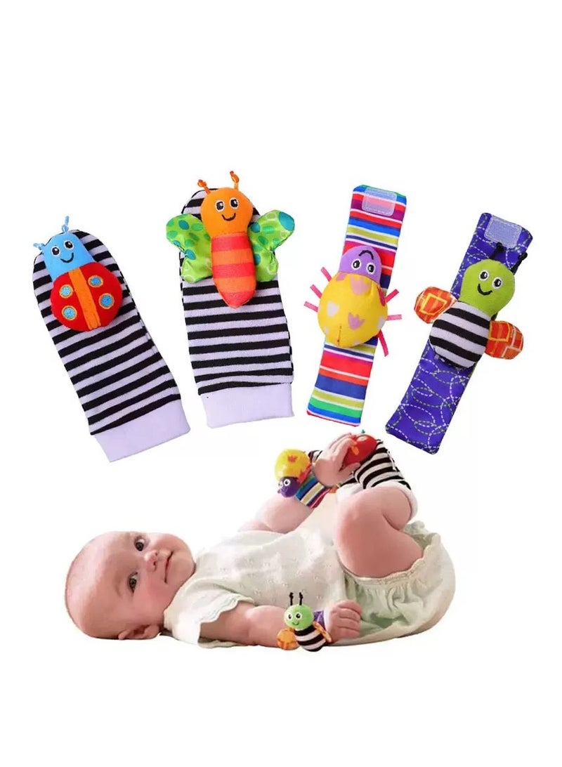 4-Piece Infant Socks And Wrist Rattles Toy Set For Kids - Image 1