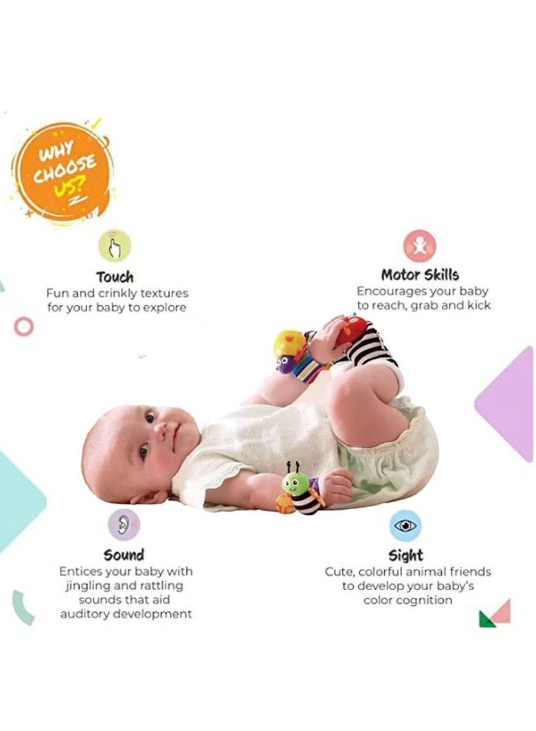 4-Piece Infant Socks And Wrist Rattles Toy Set For Kids - Image 2