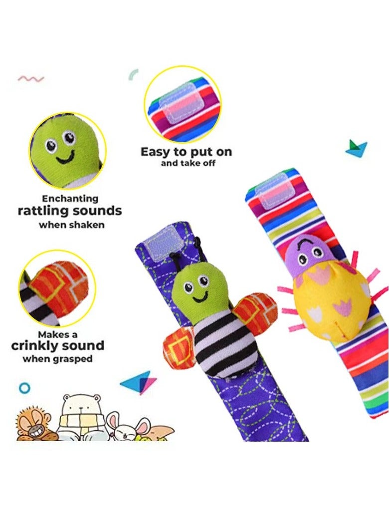 4-Piece Infant Socks And Wrist Rattles Toy Set For Kids - Image 4