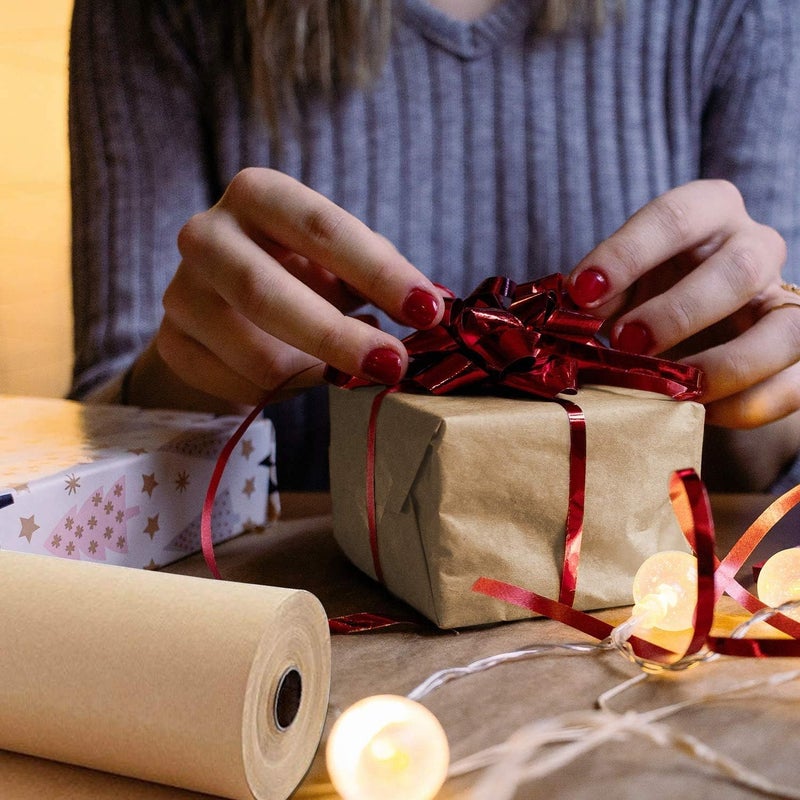 Rocutus Kraft Wrapping Paper Roll, 100 Feet Recyclable Paper for Packing, Moving, Gift Wrapping, Shipping, Parcel, Wall Art, Crafts, Bulletin Boards, Floor Covering - Image 3