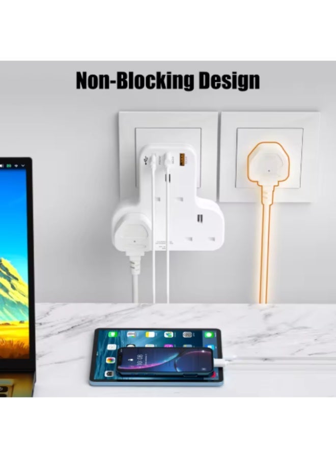 MPBLBERRI Multi Plug Adapter with 20W USB-C PD & Dual USB QC 3.0 Fast Charging 3 Socket Extension Wall Charger for Smartphones, Tablets & Home Appliances - Image 4