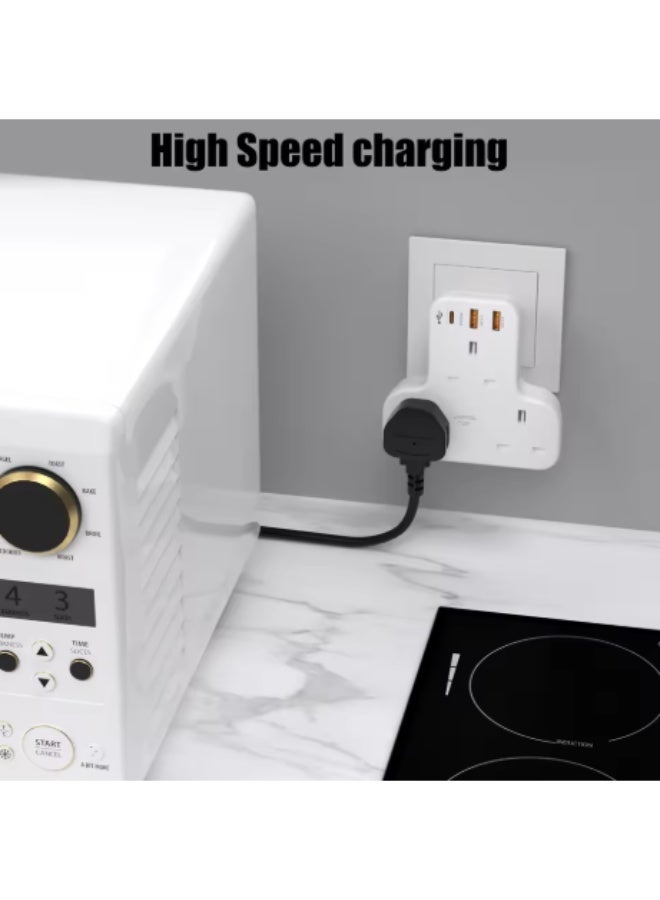 MPBLBERRI Multi Plug Adapter with 20W USB-C PD & Dual USB QC 3.0 Fast Charging 3 Socket Extension Wall Charger for Smartphones, Tablets & Home Appliances - Image 3