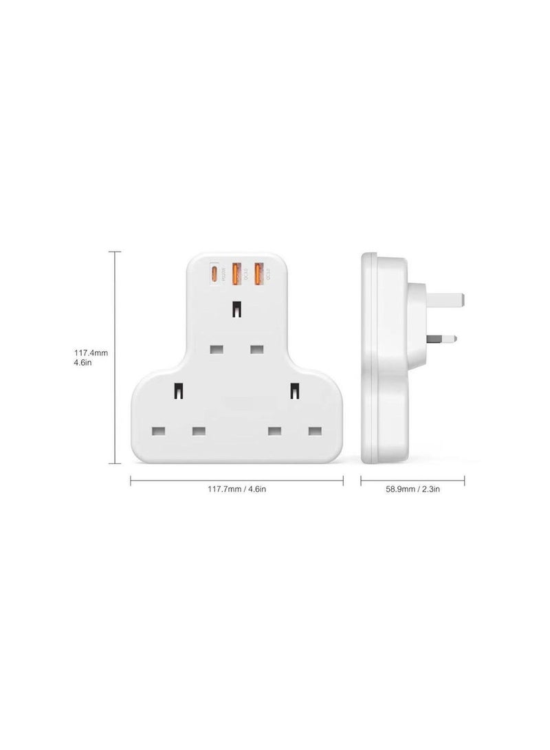 MPBLBERRI Multi Plug Adapter with 20W USB-C PD & Dual USB QC 3.0 Fast Charging 3 Socket Extension Wall Charger for Smartphones, Tablets & Home Appliances - Image 4
