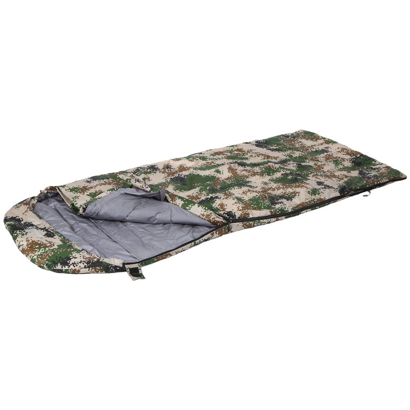 Sleeping Bag: 600G 95% White Goose Down, Water-resistant 320T Nylon Exterior, Temperature Control -5~15°C, Half-circle Hood With Drawstring, L-shaped Zipper, Camouflage - Lightweight Insulation For Ou - Image 4
