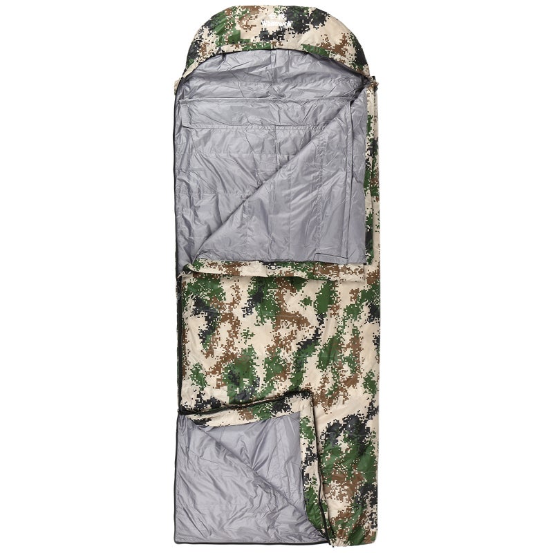 Sleeping Bag: 600G 95% White Goose Down, Water-resistant 320T Nylon Exterior, Temperature Control -5~15°C, Half-circle Hood With Drawstring, L-shaped Zipper, Camouflage - Lightweight Insulation For Ou - Image 5