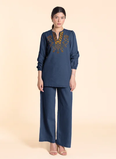 SHAPES EMBROIDERED SOFT TOP DENIM SET