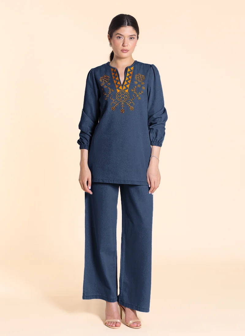 شايبس EMBROIDERED SOFT TOP DENIM SET