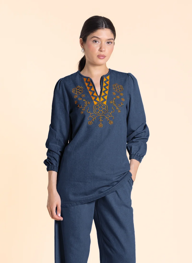 شايبس EMBROIDERED SOFT TOP DENIM SET