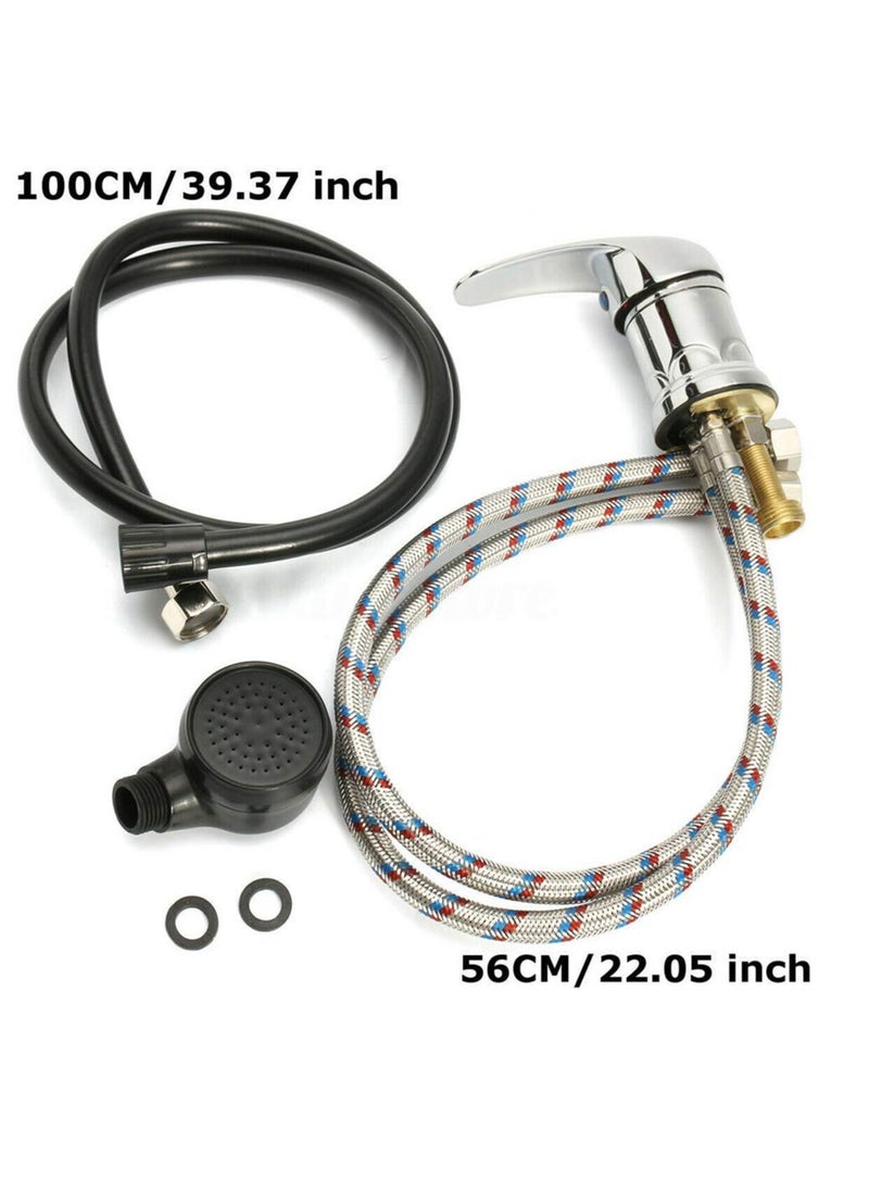 KASTWAVE - Shampoo Faucet Set, Zinc Alloy Salon Shampoo Bowl Faucet and Sprayer Kit with Spray Hose, Home Durable Salon Spa Hot Cold Mixer Shower Shampoo Bowl Replacement Part Set - Image 1