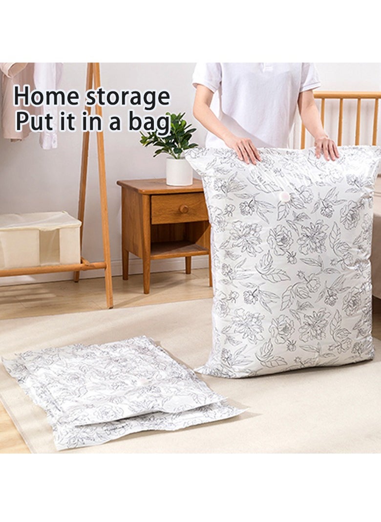 White Compression Bags with Pattern, Vacuum Compression Storage Bag Set with Hand Pump, Pack of 10 for Home Storage