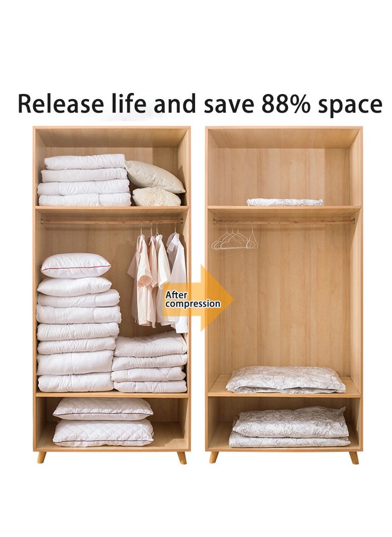 White Compression Bags with Pattern, Vacuum Compression Storage Bag Set with Hand Pump, Pack of 10 for Home Storage