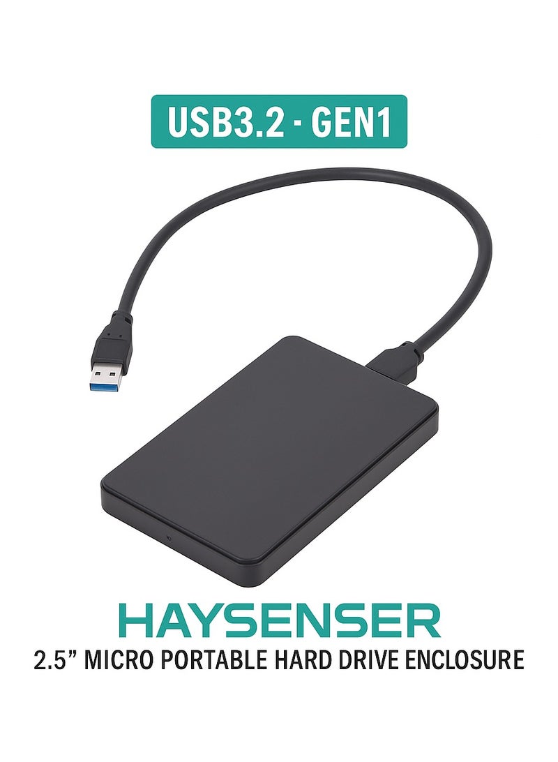 Haysenser 2.5" Micro Portable Hard Drive Enclosure – USB 3.2 Gen1, Ultra-Speed Tool-Free Case for SATA SSD/HDD Up to 6TB – Plug & Play Compatible with PC, Mac – Gaming Ready - Image 2