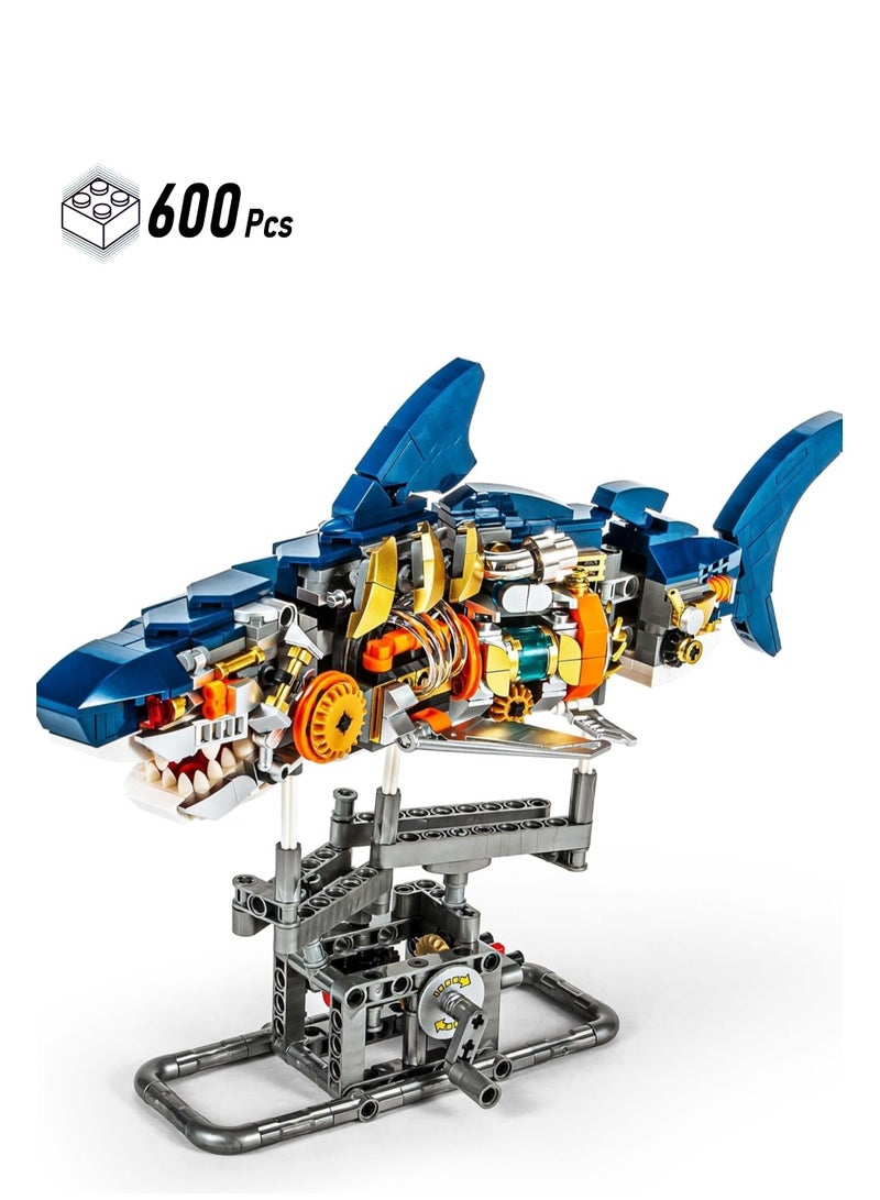 Shark Collection Building Set, Cool Mechanical Marine Animals Model With Light, Compatible Creative Gift Building Toy For Adults Boys Girls (600+ Pcs) - Image 1