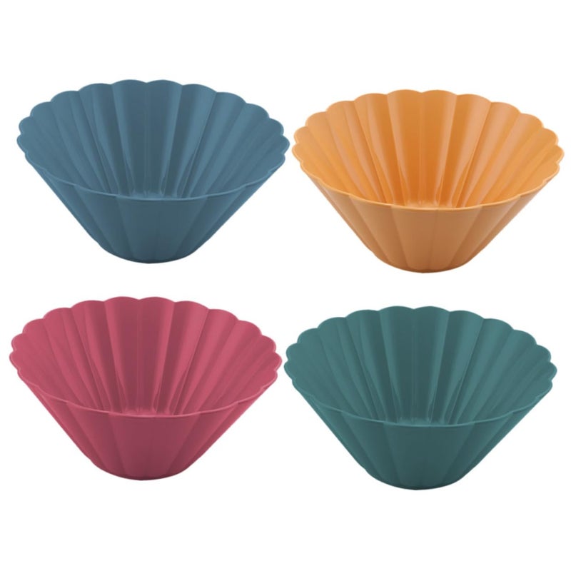 Colorful 4 Piece Reusable Plastic Serving Bowl Set For Salad Fruit And Dessert - Image 2