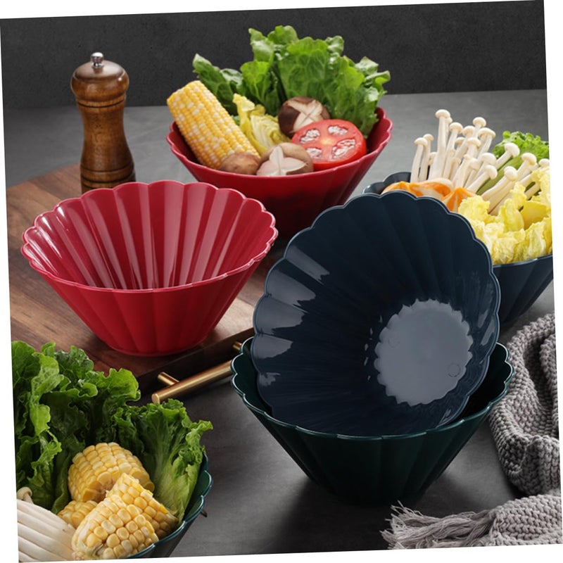 Colorful 4 Piece Reusable Plastic Serving Bowl Set For Salad Fruit And Dessert - Image 4