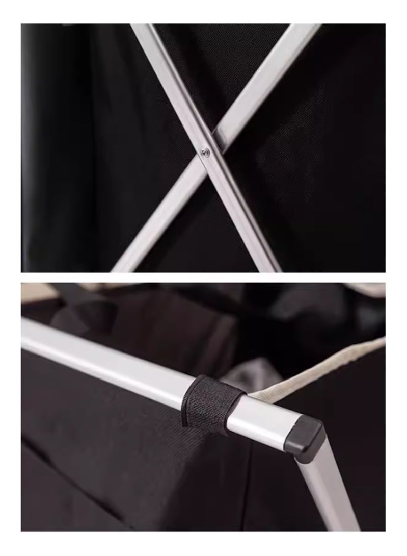 Dirty clothes basket cloth 3 grids, black white gray, Aluminum frame Oxford cloth - Image 3