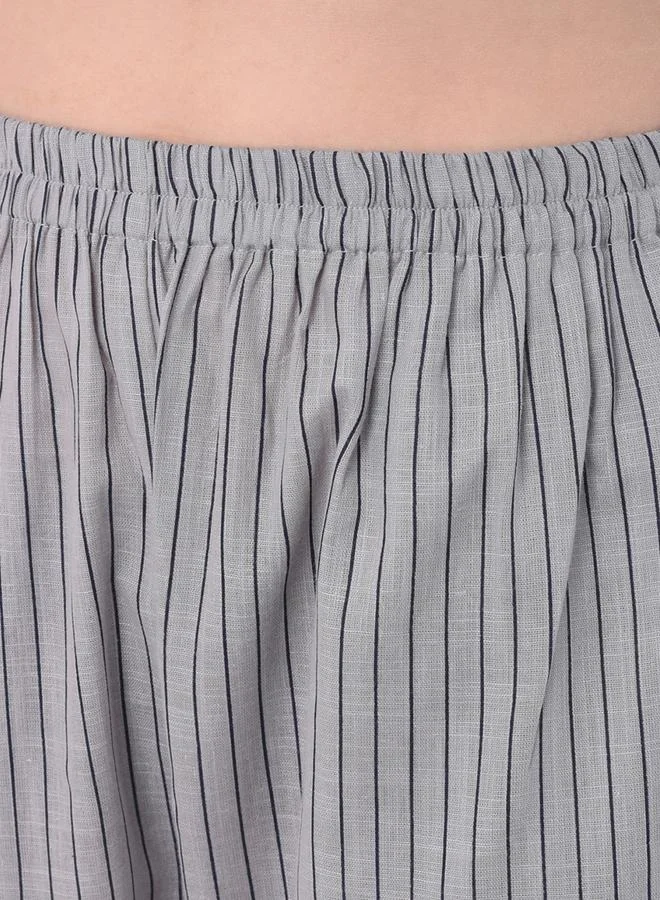كلوفيا Clovia Striped Button Down Shirt and Pyjama Set