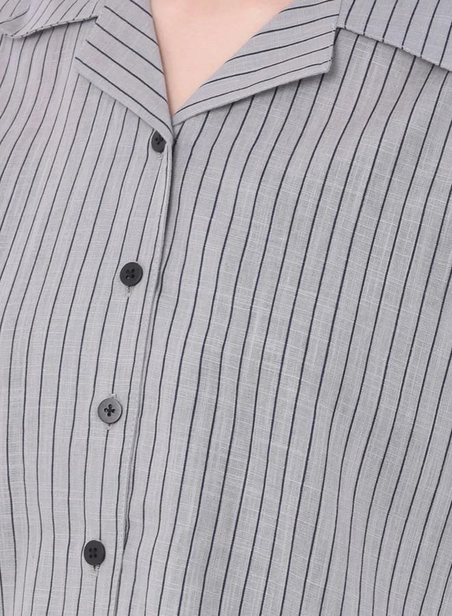 كلوفيا Clovia Striped Button Down Shirt and Pyjama Set