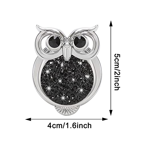 WINKA Bling Car Engine Start Button Cover Owl Diamond Crystal Push Start Stop Button Ring Sparkly Bling Ignition Button Cover Rhinestone Keyless Ignition Ring Cap Universal Car Accessories (Black) - Image 2