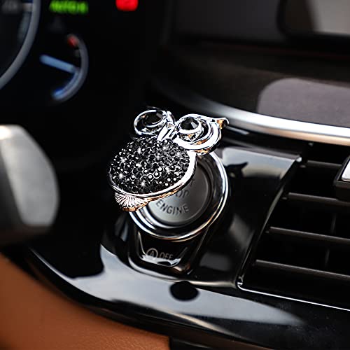 WINKA Bling Car Engine Start Button Cover Owl Diamond Crystal Push Start Stop Button Ring Sparkly Bling Ignition Button Cover Rhinestone Keyless Ignition Ring Cap Universal Car Accessories (Black) - Image 5