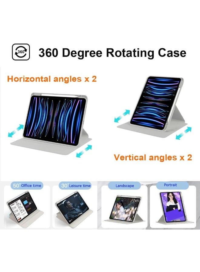 for HUAWEI Matepad SE 11 (2023/2024/2025) / Matepad 11 (2021/2023) Case Cover,Tablet Protective Case, Acrylic 360 ° Rotating Design, Automatic Wake-up/sleep, Soft Leather,Gray - Image 4