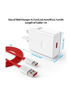80W Supervooc Charger for Oppo Reno 12/11/10/9/8/Find X8 /X7/X6/X5 /A58/A57/A56/A98/A78 and Oneplus 13 12 12R 11 Pro Nord 4 5G,USB Fast Charger Plug Warp/Dash Charge for Oneplus Nord 3 2T CE4 CE3 Lite 10 10T 9 Pro with 1M USB A to USB C Charging Cable