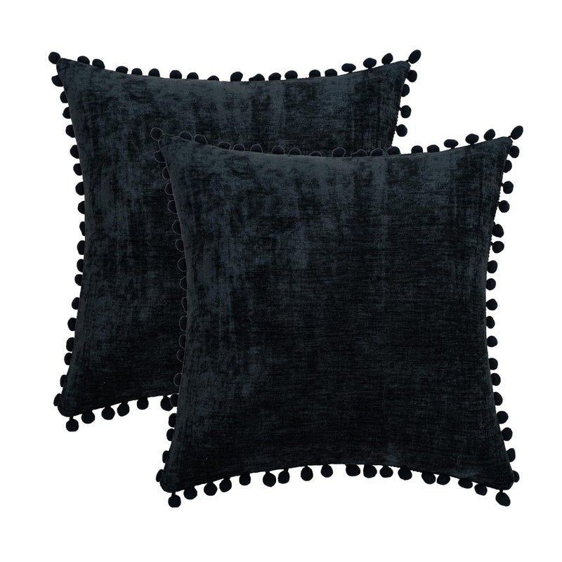 Hwy 50 Dark Navy Blue Throw Conflows يغطي 18 × 18 بوصة للأريكة أريكة غرفة المعيشة سرير الكشمير لينة مريحة مريحة لهجة مزخرفة رمي وسادة مجموعة وسائد مجموعة من 2 - Image 1