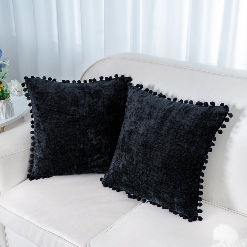 Hwy 50 Dark Navy Blue Throw Conflows يغطي 18 × 18 بوصة للأريكة أريكة غرفة المعيشة سرير الكشمير لينة مريحة مريحة لهجة مزخرفة رمي وسادة مجموعة وسائد مجموعة من 2 - Image 2
