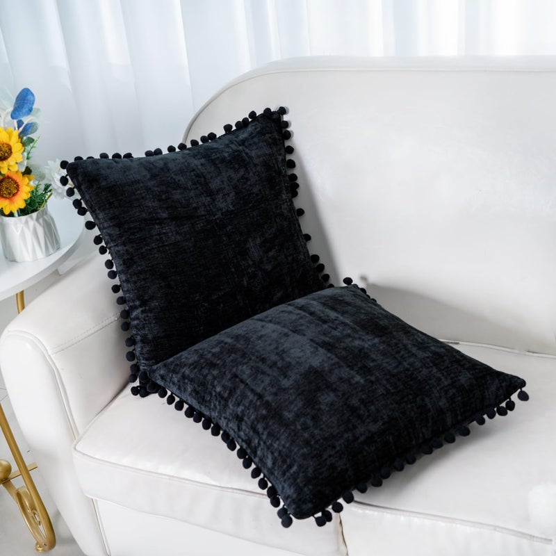 Hwy 50 Dark Navy Blue Throw Conflows يغطي 18 × 18 بوصة للأريكة أريكة غرفة المعيشة سرير الكشمير لينة مريحة مريحة لهجة مزخرفة رمي وسادة مجموعة وسائد مجموعة من 2 - Image 3
