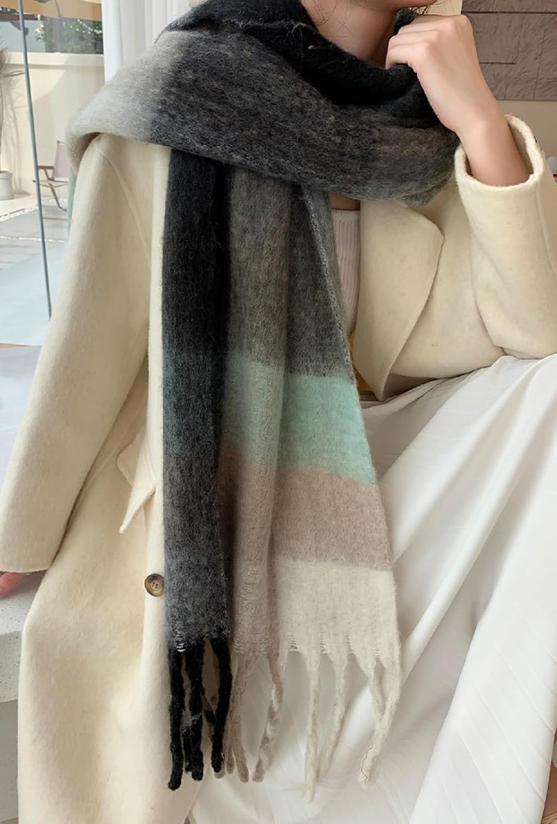 Wander Agio Winter Women Warm Scarf Long Shawl Large Scarves Cold Weather Thick Blanket Scarfs Colorful Plaid - Image 3