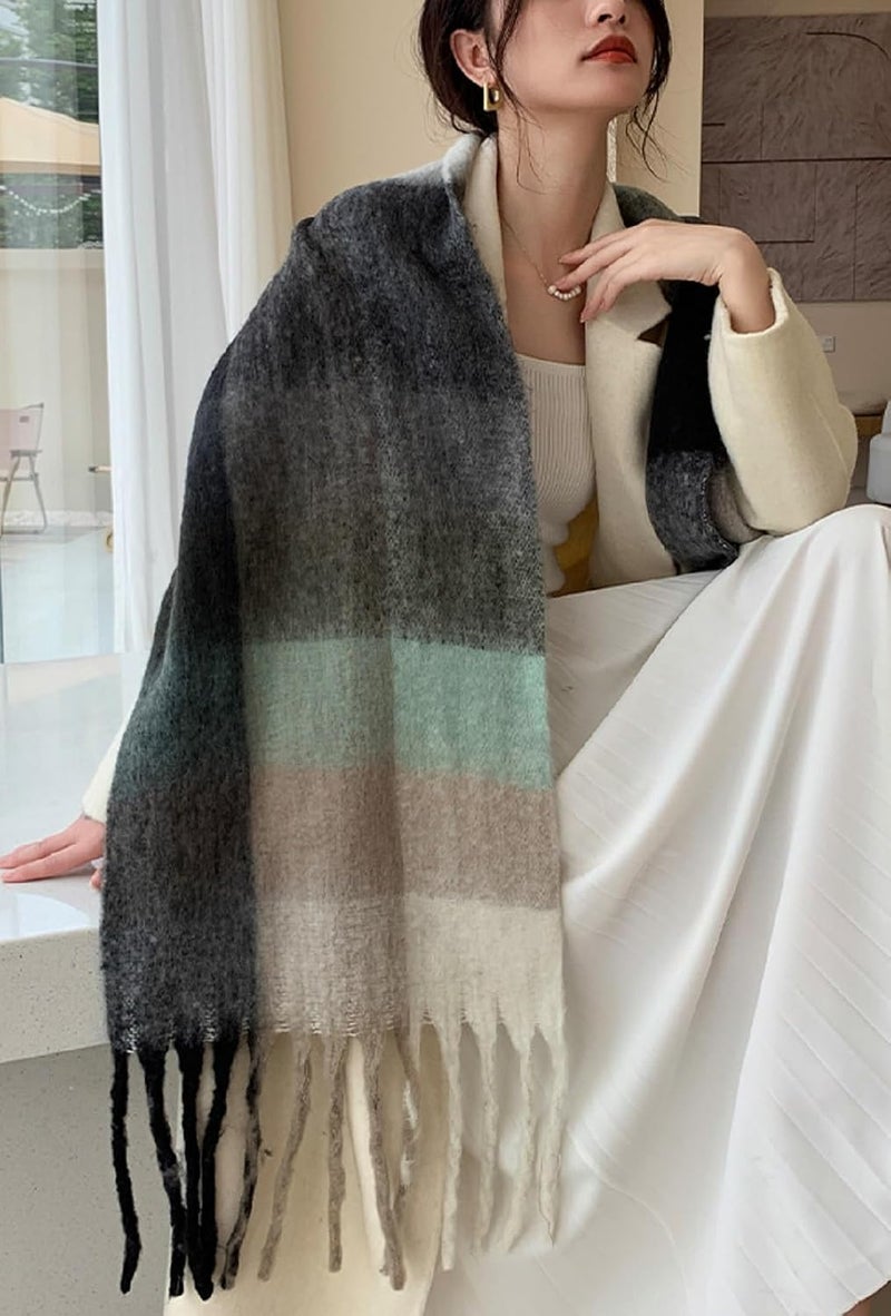 Wander Agio Winter Women Warm Scarf Long Shawl Large Scarves Cold Weather Thick Blanket Scarfs Colorful Plaid - Image 4